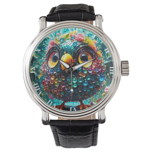 Reloj De Pulsera Fantasía Cute Vivid Bird Yellow Eyes (Anverso)