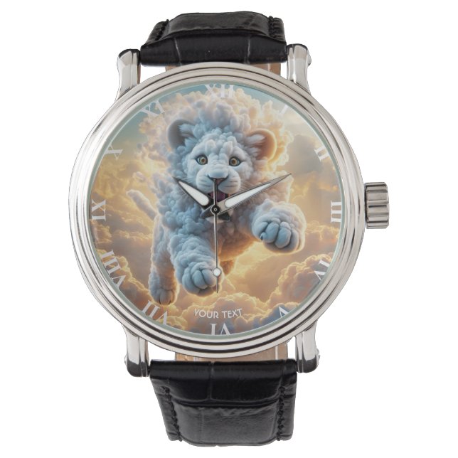 Reloj De Pulsera Fantasía Cute Vivid Salto Nube León (Anverso)