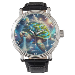 Reloj De Pulsera Fantasía Espacio de la tortuga Cuta Tierra
