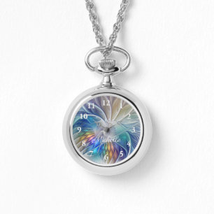 Reloj De Pulsera Fantasía floral, colorido abstracto nombre propio 