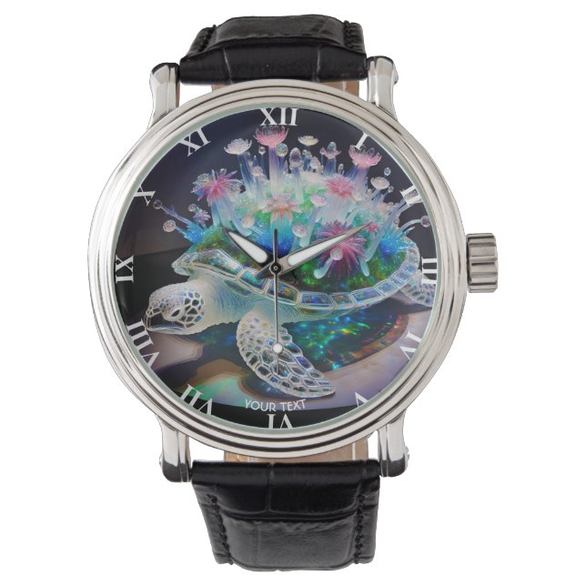 Reloj De Pulsera Fantasía Flores de vidrio de tortuga dulce (Anverso)