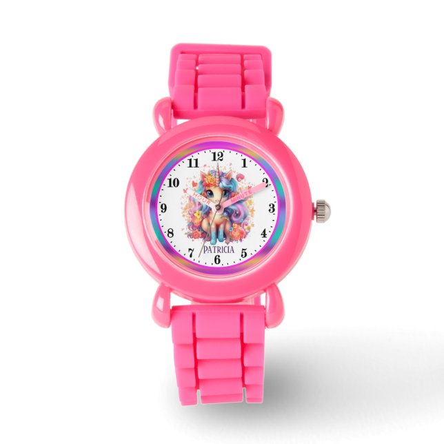 Reloj De Pulsera fantasía linda unicorn añada chicas de nombres (Anverso)