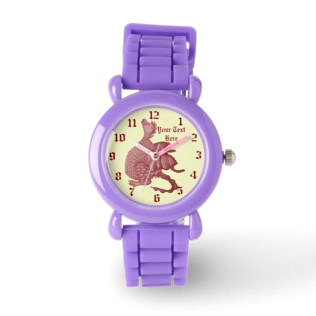 Reloj De Pulsera fantasía mítica criatura dragón rojo lindo (Anverso)