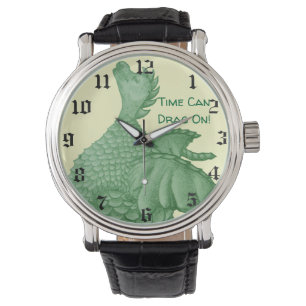 Reloj De Pulsera fantasía mítica criatura dragón verde