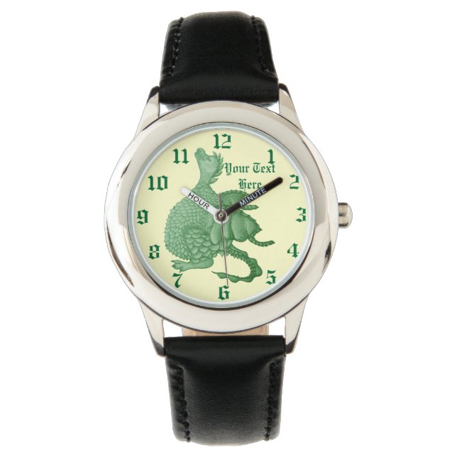Reloj De Pulsera fantasía mítica criatura dragón verde lindo (Anverso)