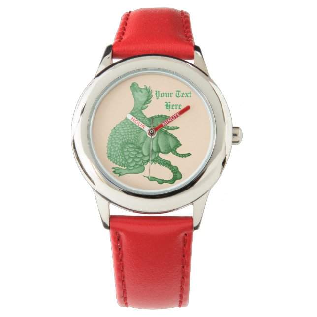 Reloj De Pulsera fantasía mítica criatura dragón verde lindo (Anverso)
