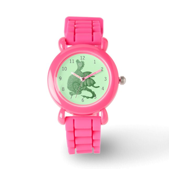 Reloj De Pulsera fantasía mítica criatura dragón verde lindo (Anverso)