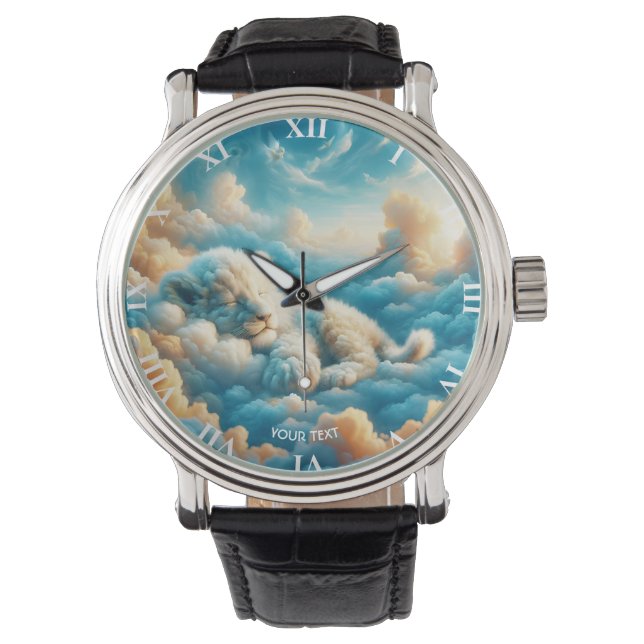 Reloj De Pulsera Fantasía Nubes Cute Bebé León (Anverso)