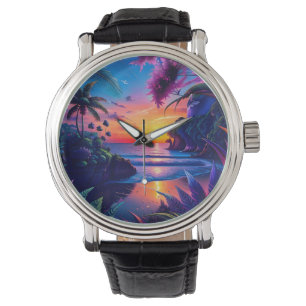 Reloj De Pulsera Fantasía Playa Tropical Dos