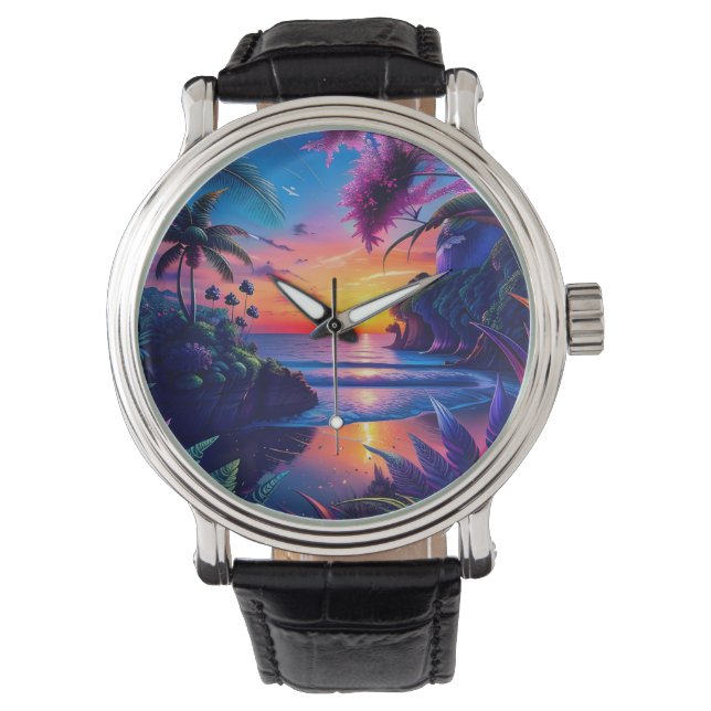 Reloj De Pulsera Fantasía Playa Tropical Dos (Anverso)
