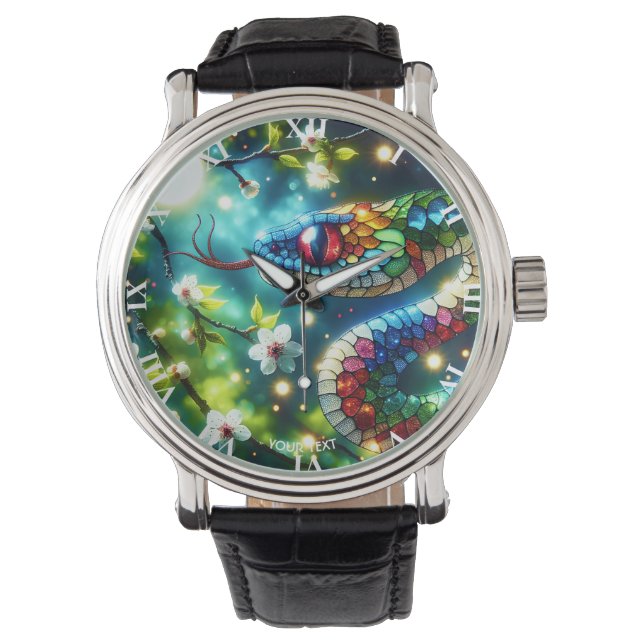 Reloj De Pulsera Fantasía serpiente radiante de vidrio barato (Anverso)