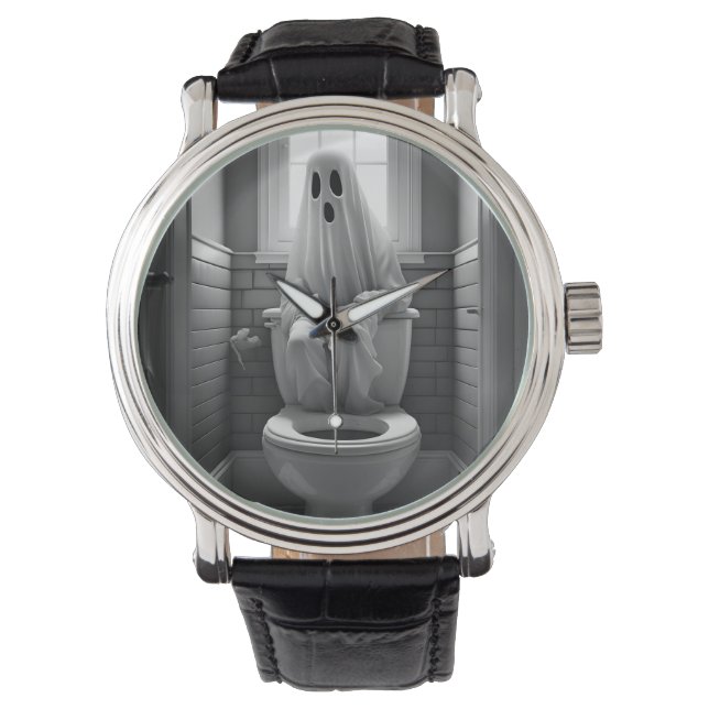 Reloj De Pulsera Fantasma divertida sentada en el baño (Anverso)