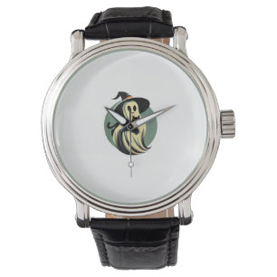 Reloj De Pulsera Fantasma divertida sostiene un gato negro flojo Sp