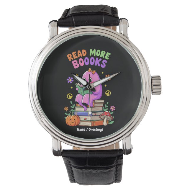Reloj De Pulsera Fantasma lindo "Leer más libros" Funny Halloween (Anverso)