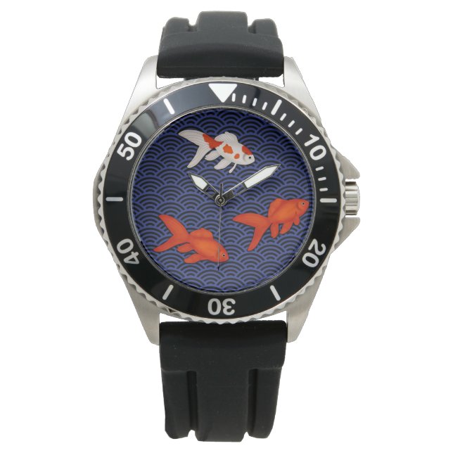 Reloj De Pulsera Fantasma pez dorado en el patrón de ola de Seigaih (Anverso)