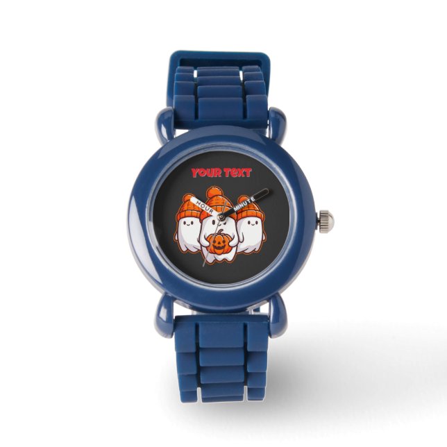 Reloj De Pulsera Fantasmas de Halloween cortos con calabaza y juan  (Anverso)