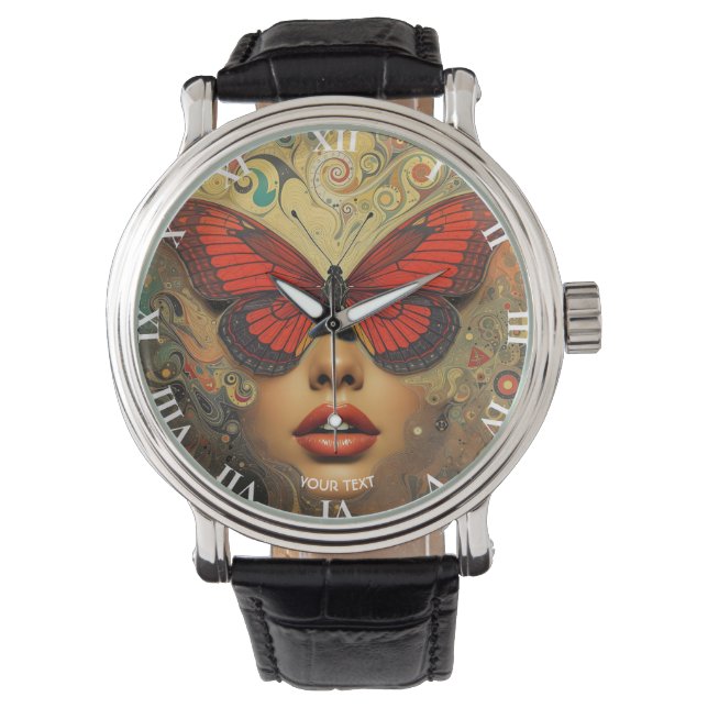 Reloj De Pulsera Fantasy Cute Abstrae Butterflies Ojos (Anverso)