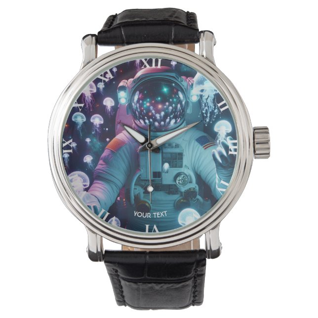 Reloj De Pulsera Fantasy Cute Astronauta Espacio de medusas (Anverso)