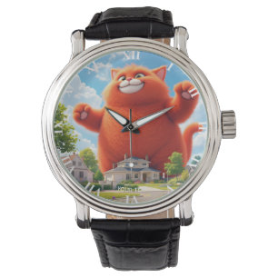 Reloj De Pulsera Fantasy Cute Big Naranja Cat