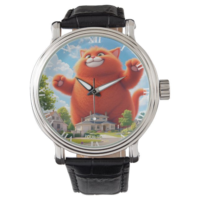 Reloj De Pulsera Fantasy Cute Big Naranja Cat (Anverso)