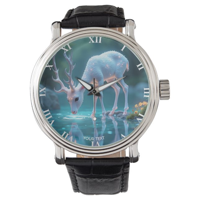Reloj De Pulsera Fantasy Cute Blue Baby Deer (Anverso)