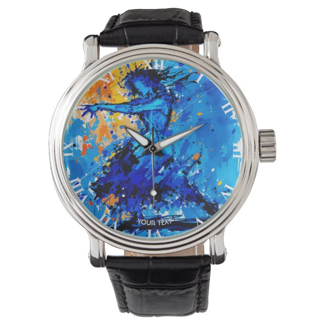 Reloj De Pulsera Fantasy Cute Blue Naranja Bailarín (Anverso)