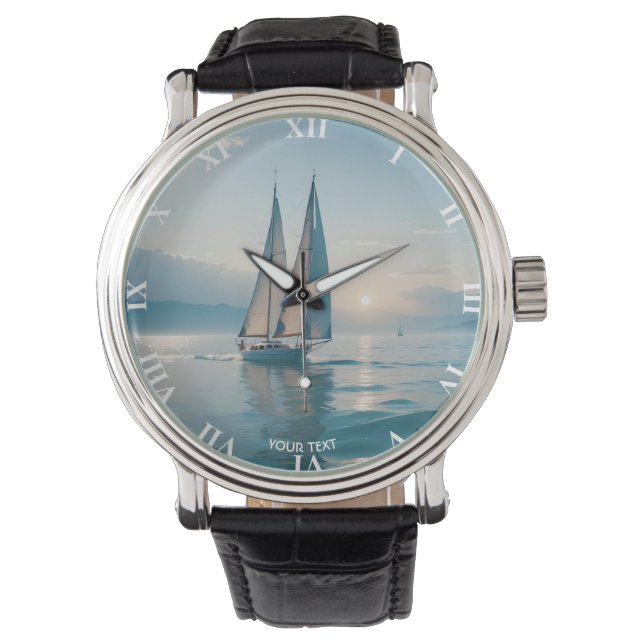 Reloj De Pulsera Fantasy Cute Bote Sea Sun (Anverso)