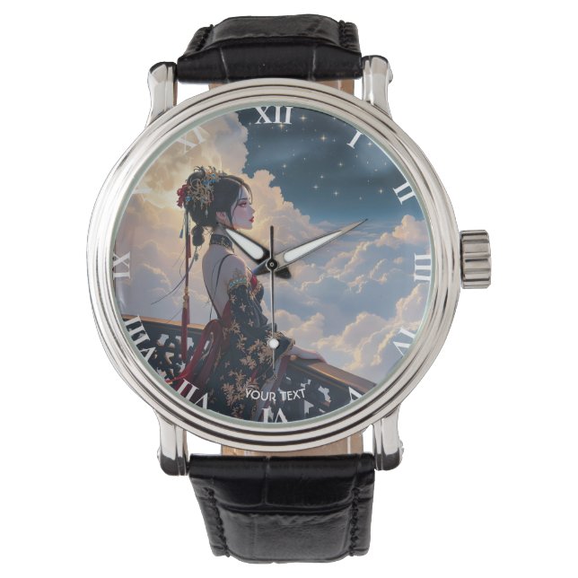 Reloj De Pulsera Fantasy Cute Chica Moon Nubes (Anverso)