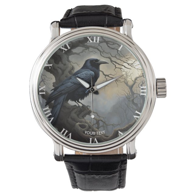 Reloj De Pulsera Fantasy Cute Crow Tree Darkness (Anverso)