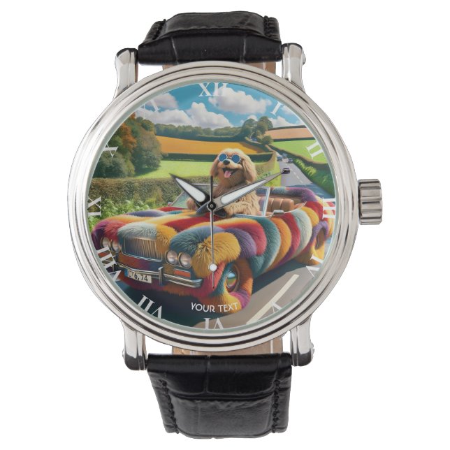Reloj De Pulsera Fantasy Cute Dog Carpet Car (Anverso)