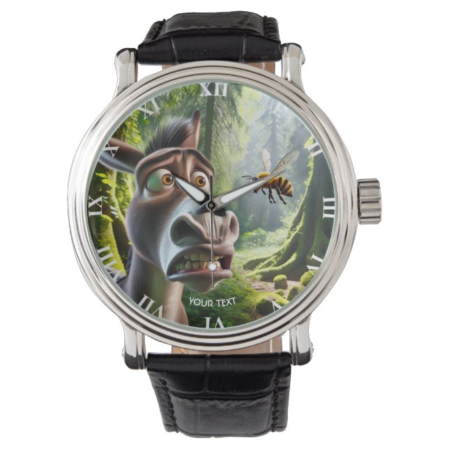 Reloj De Pulsera Fantasy Cute Donkey Sting Bee (Anverso)