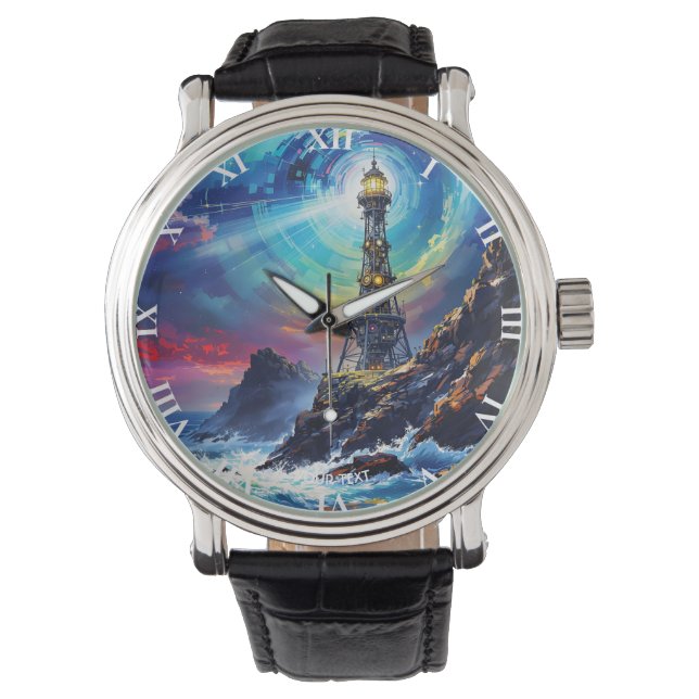 Reloj De Pulsera Fantasy Cute Iron Lighthouse Cliff (Anverso)