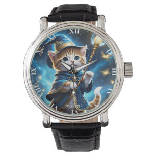 Reloj De Pulsera Fantasy Cute Kitten Wizard Stars
