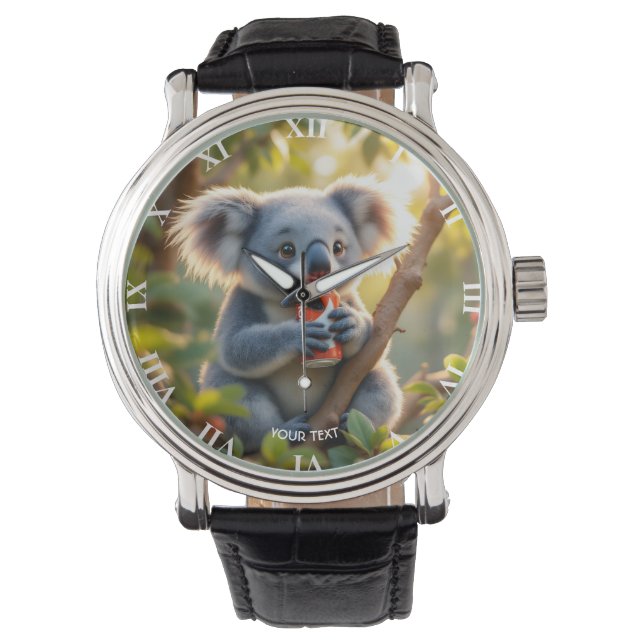 Reloj De Pulsera Fantasy Cute Koala Bebe Árbol (Anverso)
