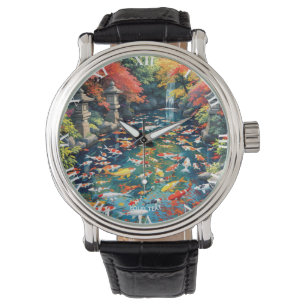 Reloj De Pulsera Fantasy Cute Koi Fish Pond