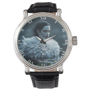 Reloj De Pulsera Fantasy Cute Lake Swan White