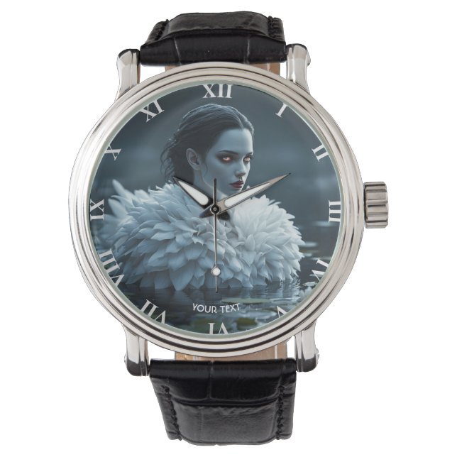 Reloj De Pulsera Fantasy Cute Lake Swan White (Anverso)