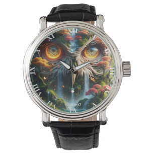 Reloj De Pulsera Fantasy Cute Owl Waterfall Treys