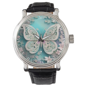 Reloj De Pulsera Fantasy Cute Pastel Filigree Butterfly