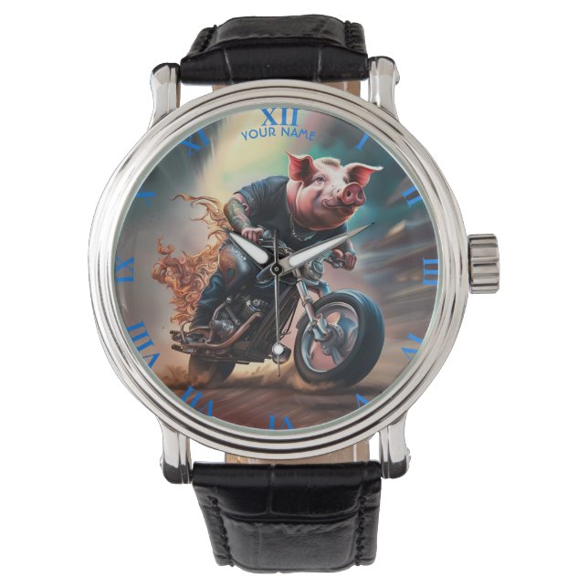 Reloj De Pulsera Fantasy Cute Pig Riing Bike (Anverso)