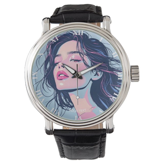Reloj De Pulsera Fantasy Cute Pink Blue Chica (Anverso)