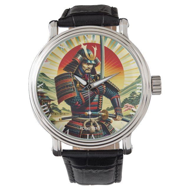 Reloj De Pulsera Fantasy Cute Samurai Guerrero Katana (Anverso)