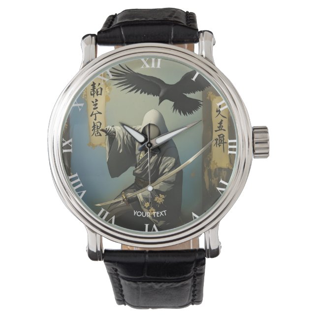 Reloj De Pulsera Fantasy Cute Samurai Katana Mask (Anverso)