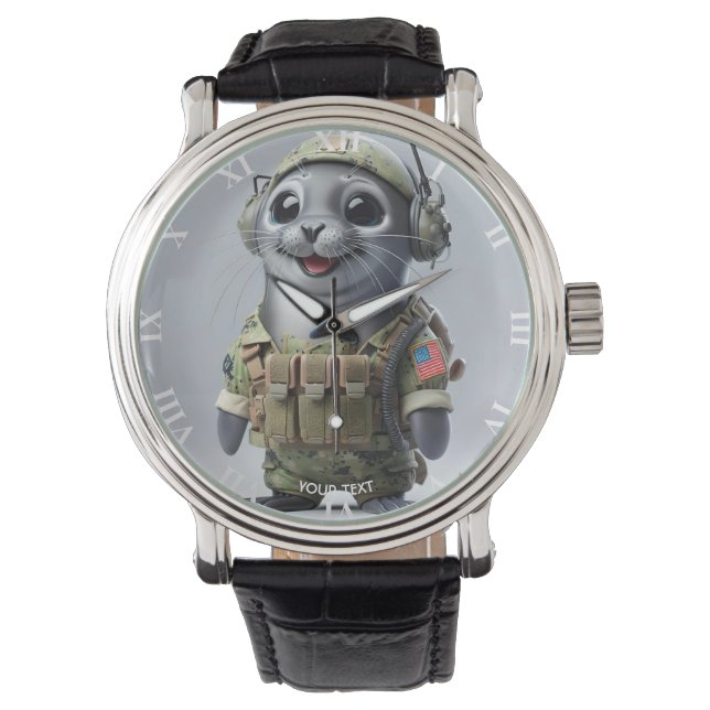 Reloj De Pulsera Fantasy Cute Sea Seal Warrier (Anverso)