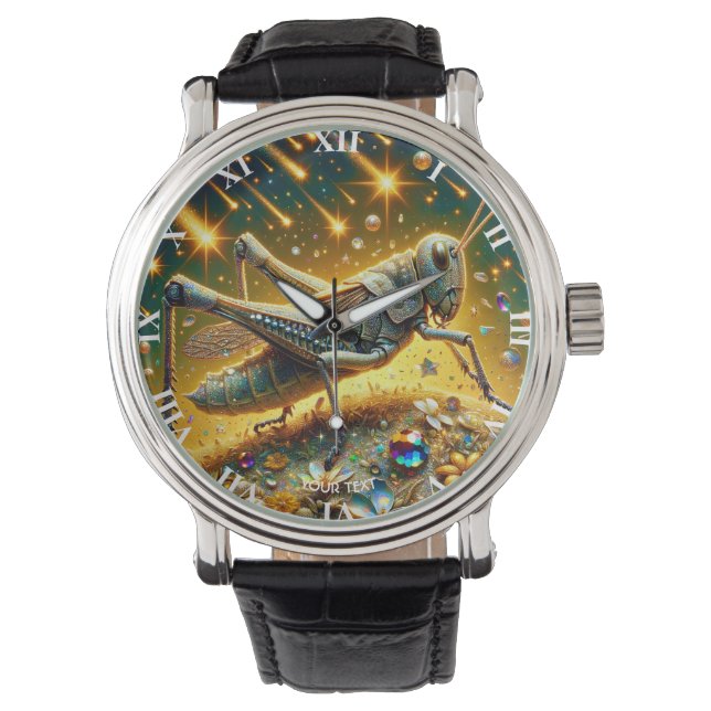Reloj De Pulsera Fantasy Cute Sequin Grasshopper Stars (Anverso)