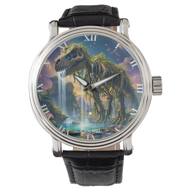 Reloj De Pulsera Fantasy Cute Skeleton Dinosaur Garden (Anverso)