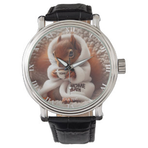 Reloj De Pulsera Fantasy Cute Squirrel Café Cup