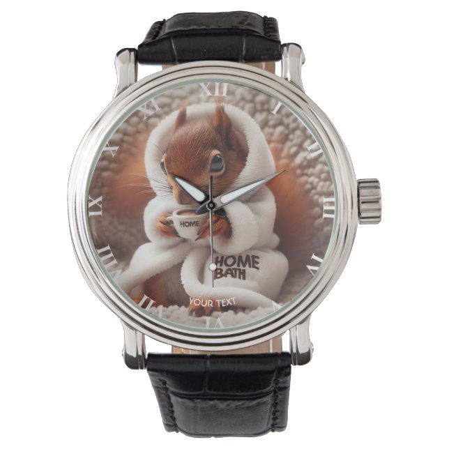 Reloj De Pulsera Fantasy Cute Squirrel Café Cup (Anverso)