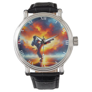Reloj De Pulsera Fantasy Cute Sunset Karate Fighter