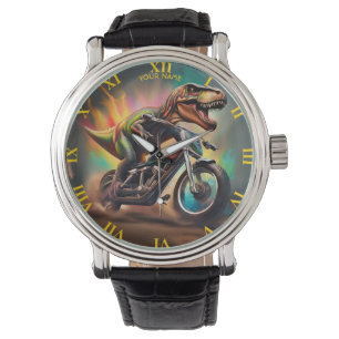 Reloj De Pulsera Fantasy Cute T-Rex Bicicleta